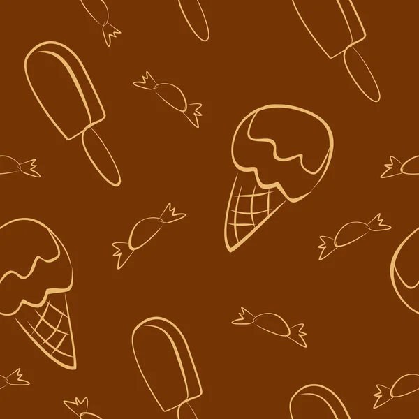 アイスクリームのシルエットのシームレスなパターン — ストックベクタ