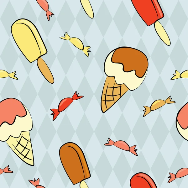 アイスクリームのシームレスなパターン — ストックベクタ