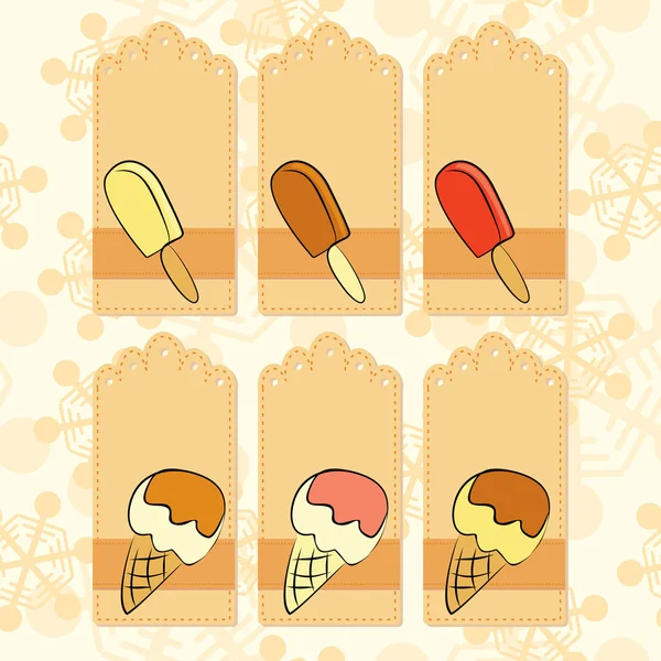 Ice cream tag collection — Stock Vector