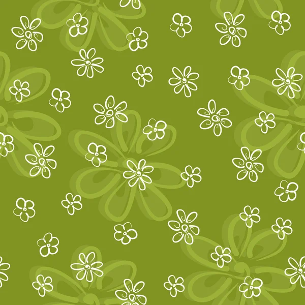 Милые маленькие цветы на зеленом лугу бесшовный узор — стоковый вектор