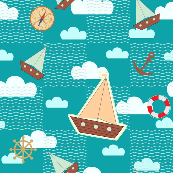 Sailor's dream seamless pattern — Stock Vector