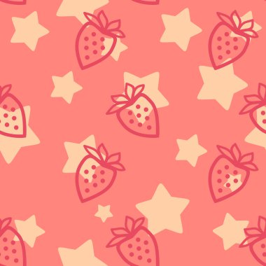 Strawberry silhouette seamless pattern clipart