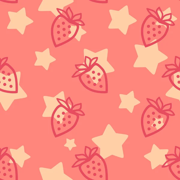 Strawberry silhouette seamless pattern — Stock Vector