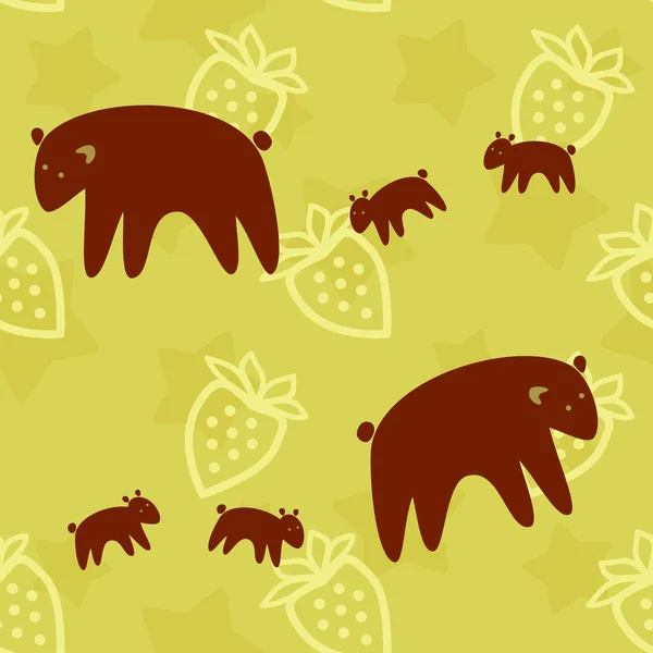 Brown Bear family seamless pattern — Stock Vector