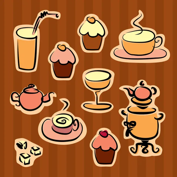 喝咖啡休息的设计元素 — 图库矢量图片