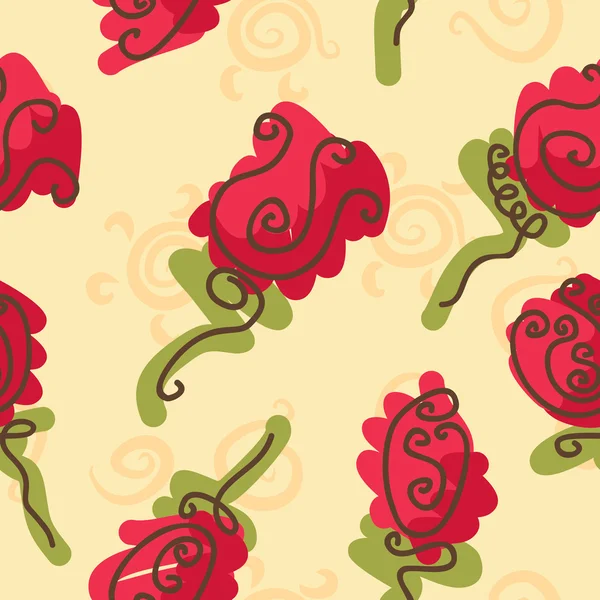 Doodle rosas brillantes patrón sin costuras — Archivo Imágenes Vectoriales