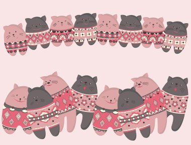 Cats with patterns clipart