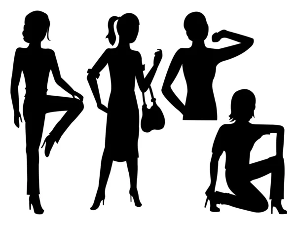 Kızlar silhouettes — Stok Vektör