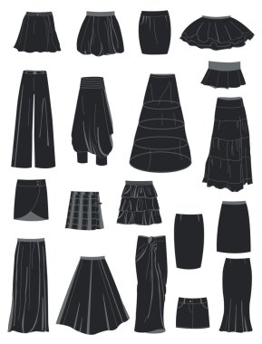 A set of skirts clipart