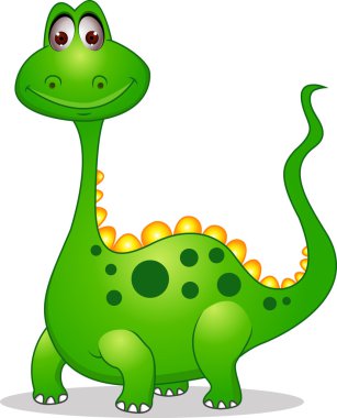 Cute green dinosaur cartoon clipart