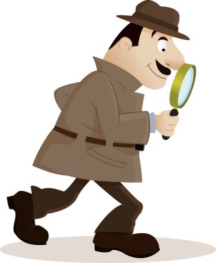 Detective with magnifying glass clipart