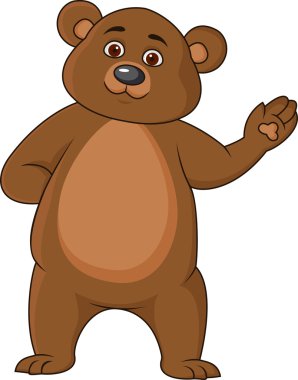 Funny bear cartoon waving hand clipart