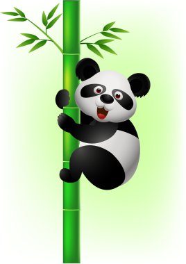 Panda climbing tree clipart