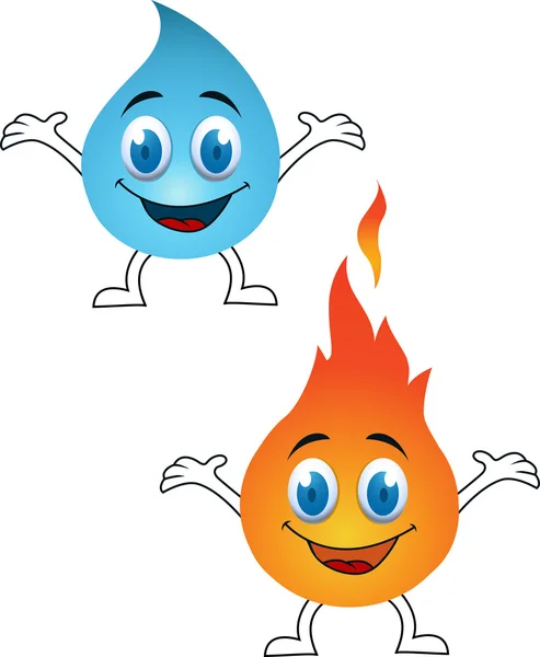 Wasser und Feuer Karikatur — Stockvektor