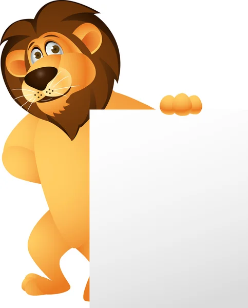 Löwen-Karikatur mit leerem Schild — Stockvektor