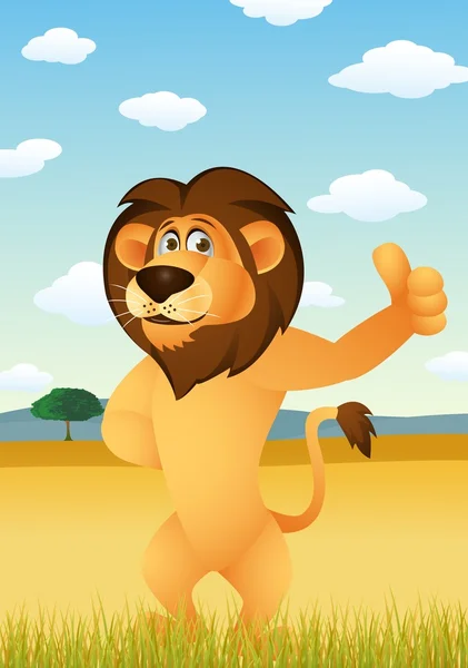 Funny lion cartoon — Stock Vector