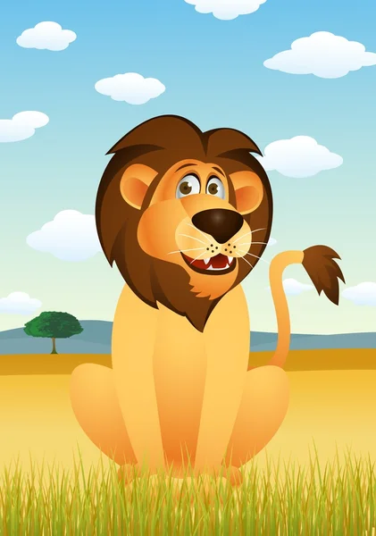 Funny lion cartoon — Stock Vector