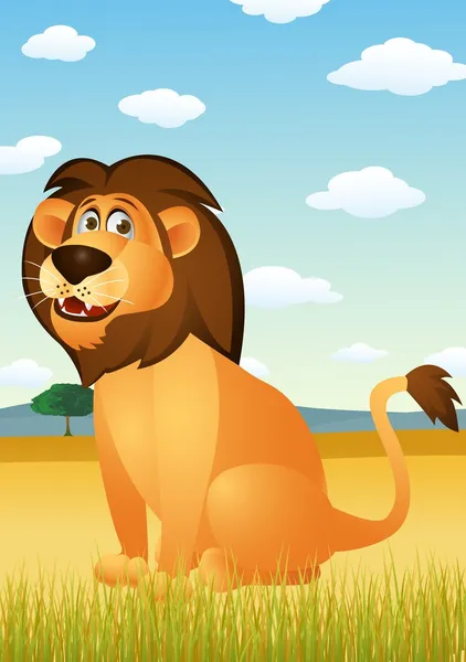 座っているライオンの漫画 — ストックベクタ