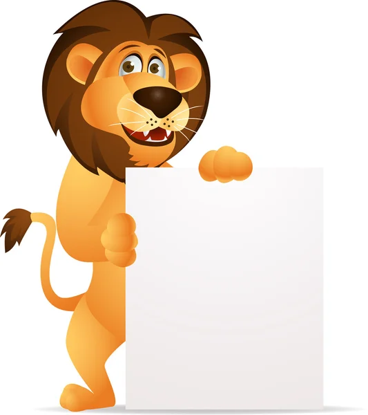 Lion cartoon with blank sign — Stock Vector