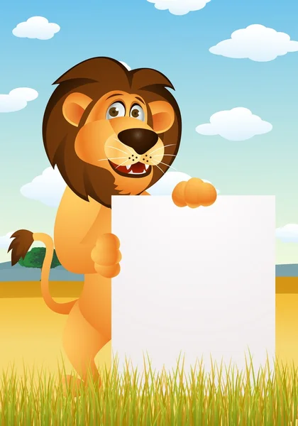 Kreskówka lew z pusty znak — Wektor stockowy