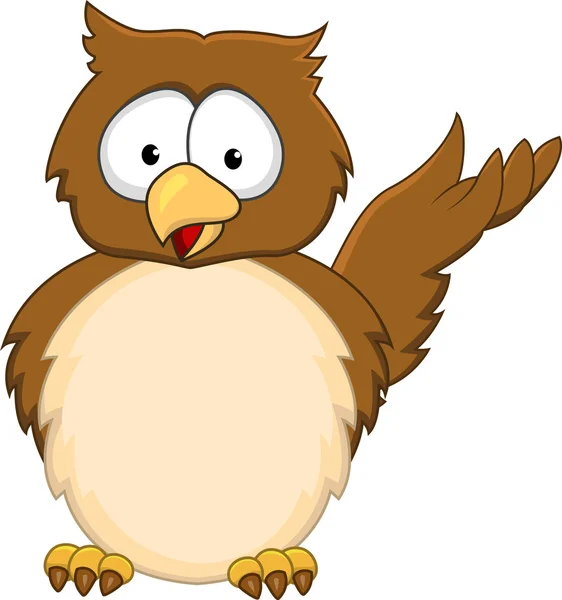 Owl cartoon waving hand — Stock Vector