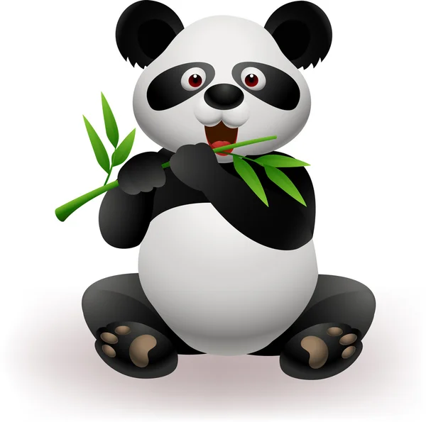 面白いパンダ竹を食べる — ストックベクタ
