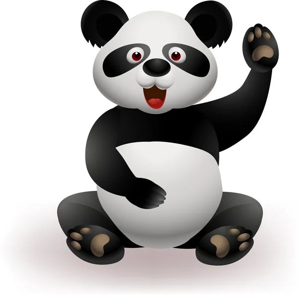 Divertente panda mano ondulante — Vettoriale Stock