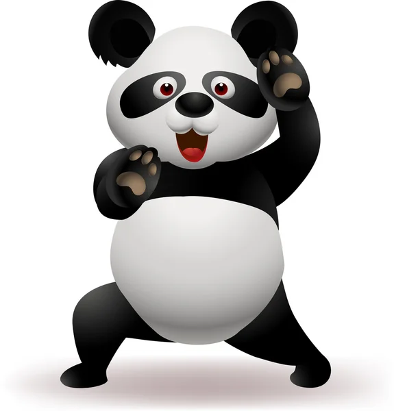 Vicces panda integetett kézzel — Stock Vector