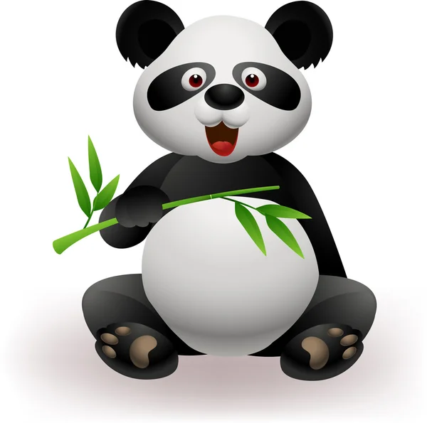 Funny panda eating bamboo — Stock Vector