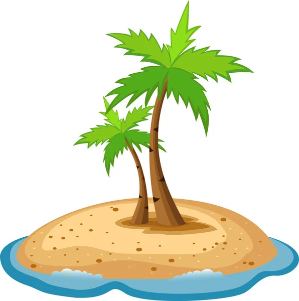 Pulau tropis dengan karakter matahari yang lucu - Stok Vektor