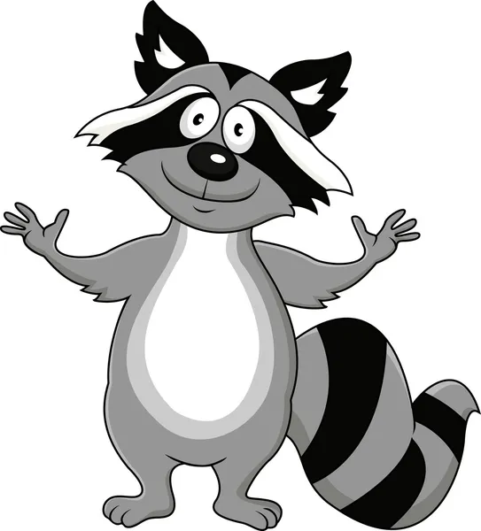 Funny raccoon cartoon isolated on white — Stock Vector