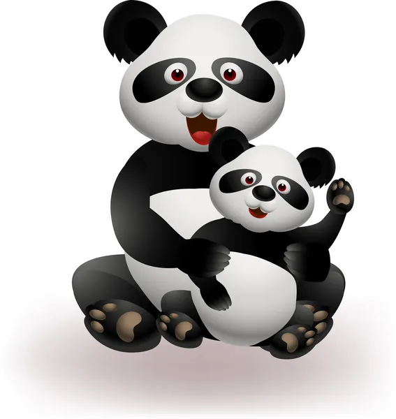 Mutter und Baby-Panda — Stockvektor