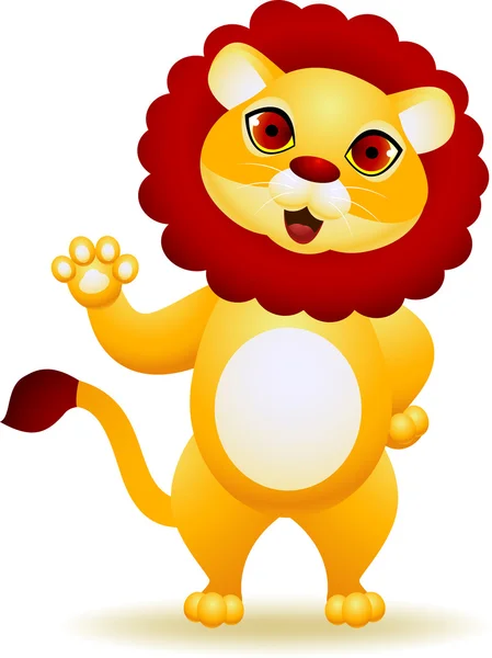 Lion cartoon viftande hand — Stock vektor
