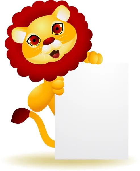 Löwen-Karikatur mit leerem Schild — Stockvektor