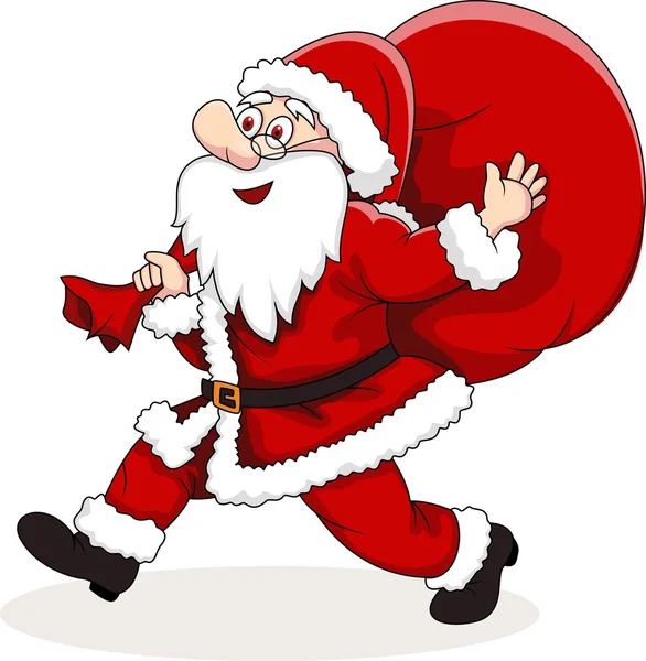 Papai Noel carregando saco grande — Vetor de Stock
