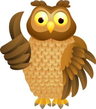 Owl cartoon with thumb up clipart