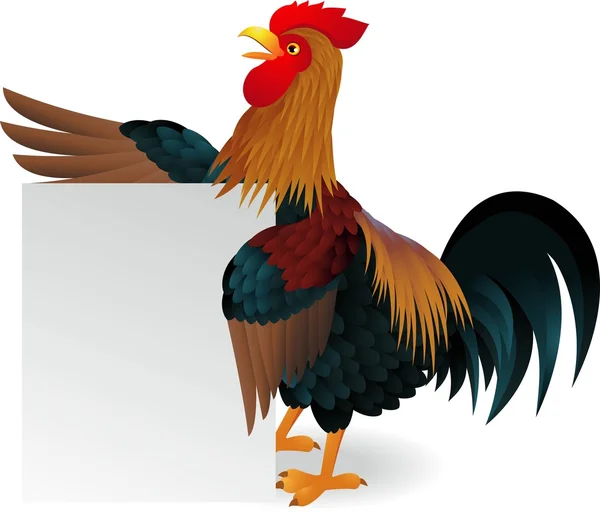 Coq avec panneau vierge — Image vectorielle