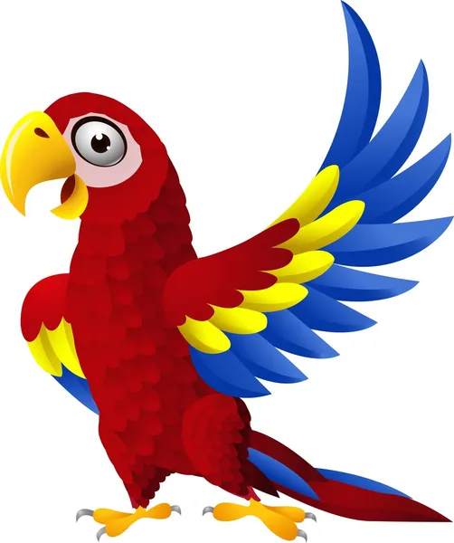 Dettagliato divertente macaw uccello cartone animato — Vettoriale Stock