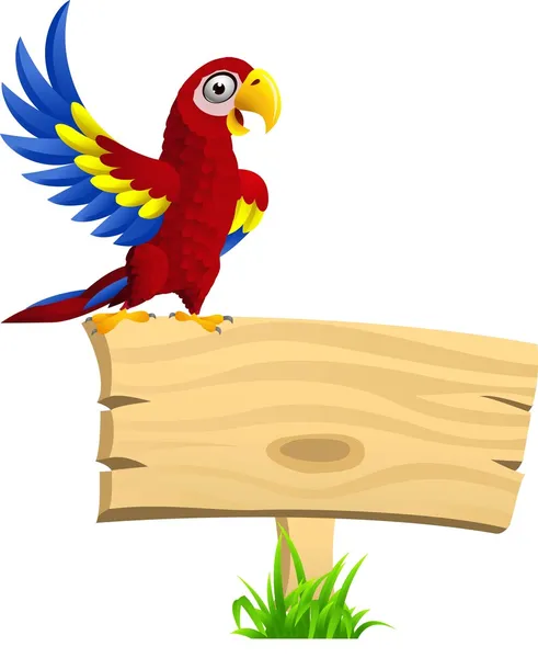 Boş tabela ile Amerika papağanı — Stok Vektör