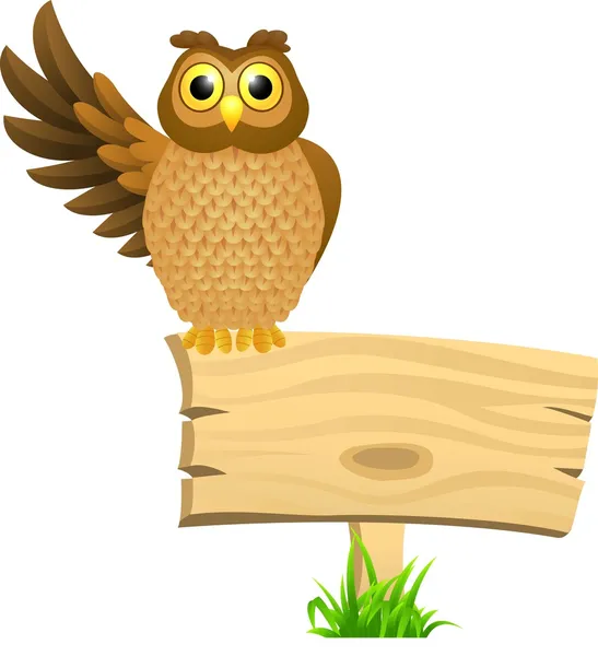 Owl with blank signboard — Stock Vector