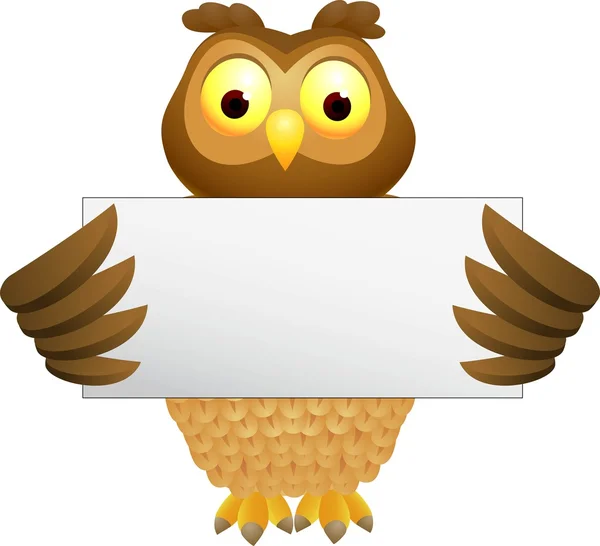 Owl cartoon with blank sign — Stock Vector