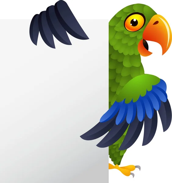 Zielona papuga z pusty znak — Wektor stockowy
