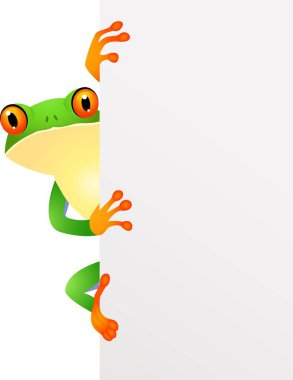 Funy Frog Cartoon with blank sign clipart