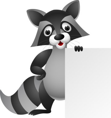 Raccoon cartoon with blank sign clipart
