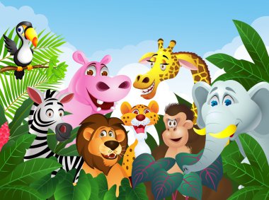 Animal cartoon group clipart