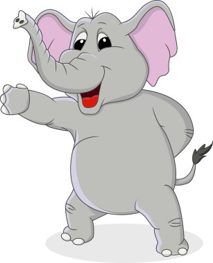 Elephant cartoon with hand waving clipart