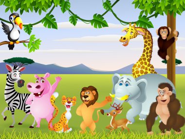 Funny safari animal cartoon