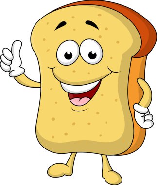 Slice of bread cartoon character clipart