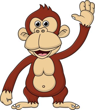 Chimpanzee cartoon waving hand clipart