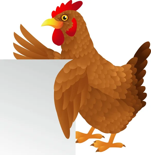 Hen with blank sign — Stock Vector